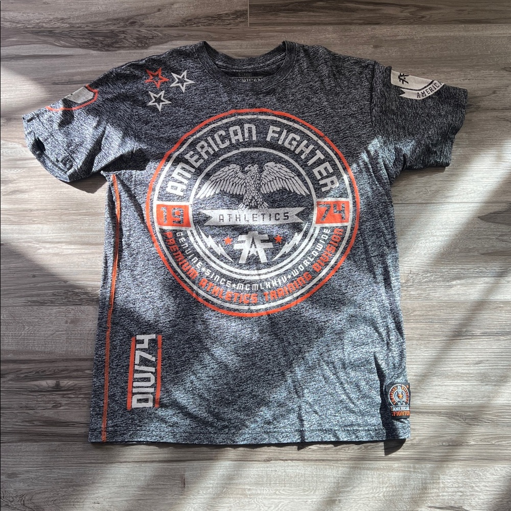 American Fighter Charcoal T-Shirt with Red and White Accents